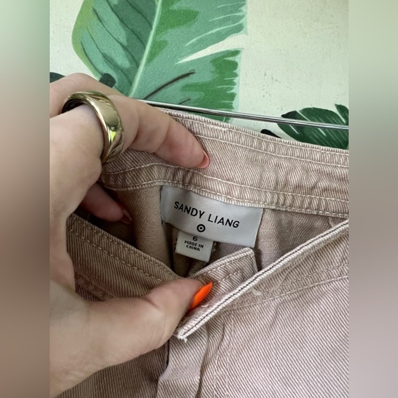 Target Sandy Liang Mid Rise Straight Leg Flat Front Cargo Khaki Pants Sz 6 - Picture 5 of 8